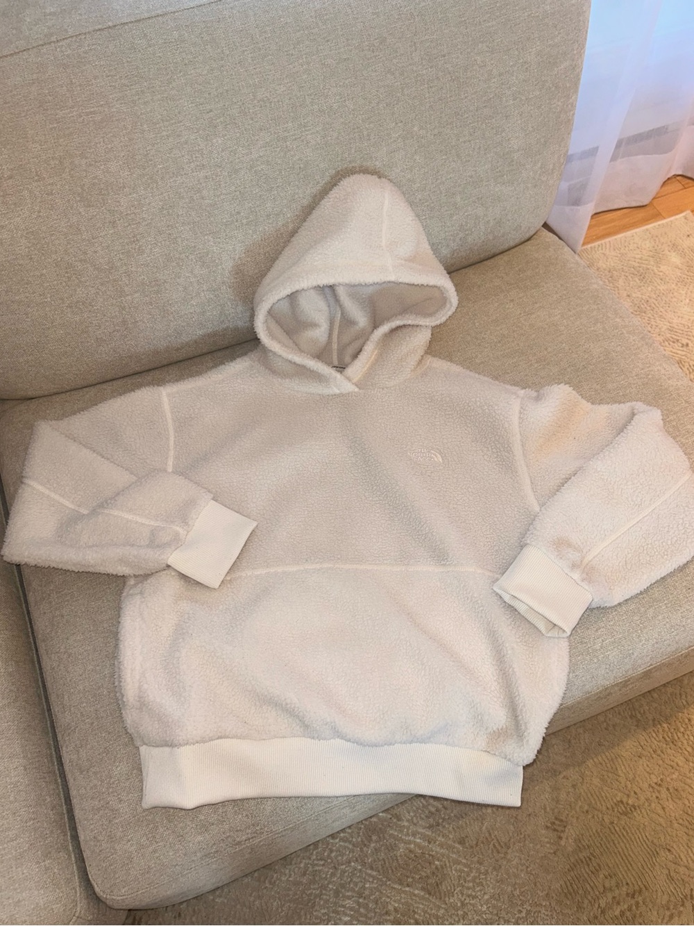 The North Face white cream Sherpa Crewneck Hoodie women